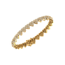 Load image into Gallery viewer, 10K Yellow Gold Round Diamond Heart Designer 7 Inch Bracelet 2-7/8 Cttw