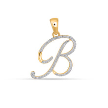 Load image into Gallery viewer, 10K Yellow Gold Round Diamond B Letter Initial Pendant 1/5 Cttw