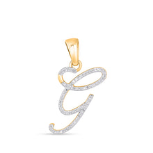 Load image into Gallery viewer, 10K Yellow Gold Round Diamond G Letter Initial Pendant 1/10 Cttw