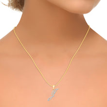 Load image into Gallery viewer, 10K Yellow Gold Round Diamond J Letter Initial Pendant 1/10 Cttw