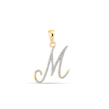 Load image into Gallery viewer, 10K Yellow Gold Round Diamond M Letter Initial Pendant 1/8 Cttw