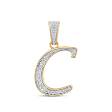 Load image into Gallery viewer, 10K Yellow Gold Round Diamond C Letter Initial Pendant 1/10 Cttw