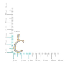 Load image into Gallery viewer, 10K Yellow Gold Round Diamond C Letter Initial Pendant 1/10 Cttw