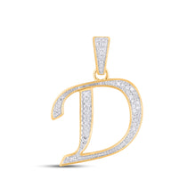 Load image into Gallery viewer, 10K Yellow Gold Round Diamond D Letter Initial Pendant 1/10 Cttw
