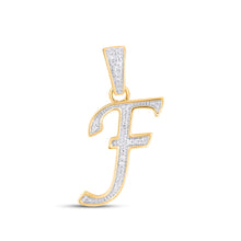 Load image into Gallery viewer, 10K Yellow Gold Round Diamond F Letter Initial Pendant 1/10 Cttw