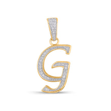 Load image into Gallery viewer, 10K Yellow Gold Round Diamond G Letter Initial Pendant 1/10 Cttw