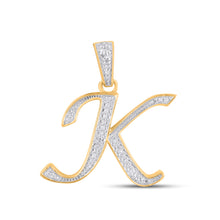 Load image into Gallery viewer, 10K Yellow Gold Round Diamond K Letter Initial Pendant 1/10 Cttw