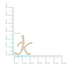 Load image into Gallery viewer, 10K Yellow Gold Round Diamond K Letter Initial Pendant 1/10 Cttw