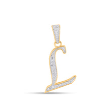 Load image into Gallery viewer, 10K Yellow Gold Round Diamond L Letter Initial Pendant 1/10 Cttw