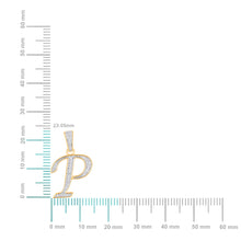 Load image into Gallery viewer, 10K Yellow Gold Round Diamond P Letter Initial Pendant 1/10 Cttw