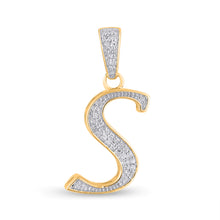 Load image into Gallery viewer, 10K Yellow Gold Round Diamond S Letter Initial Pendant 1/10 Cttw