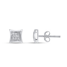 Load image into Gallery viewer, 10K White Gold Round Diamond Square Stud Earring 1/10 Cttw