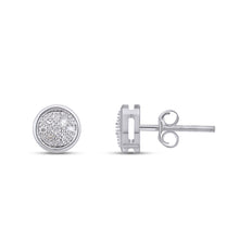 Load image into Gallery viewer, 10K White Gold Round Diamond Circle Stud Earring 1/10 Cttw