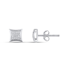 Load image into Gallery viewer, 10K White Gold Round Diamond Square Stud Earring 1/10 Cttw