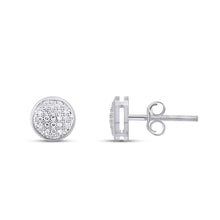 Load image into Gallery viewer, 10K White Gold Round Diamond Circle Stud Earring 1/10 Cttw