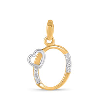 Load image into Gallery viewer, 10K Yellow Gold Round Diamond O Letter Initial With Heart Pendant 1/10 Cttw