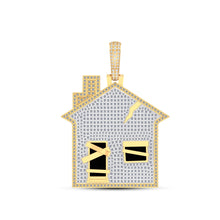 Load image into Gallery viewer, 10K Yellow Gold Round Diamond House Designer Pendant 1-3/4 Cttw