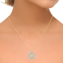 Load image into Gallery viewer, 10K Yellow White Two Tone Round Baguette Diamond Jesus Face Religious Pendant 2 Cttw