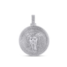 Load image into Gallery viewer, 10K White Gold Round Baguette Diamond Jesus Face Religious Pendant 2 Cttw