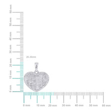 Load image into Gallery viewer, 10K White Gold Round Baguette Diamond Heart Pendant 1/2 Cttw