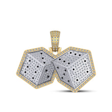 Load image into Gallery viewer, 10K Yellow Gold Round Diamond Ludo Dice Designar Pendant 1-1/8 Cttw