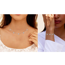 Load image into Gallery viewer, 14K White Gold Baguette Round Necklace Bracelet Set 1 Cttw
