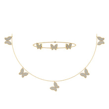 Load image into Gallery viewer, 14K White Gold Butterfly Necklace Bracelet Set 1-7/8 Cttw