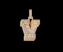Load image into Gallery viewer, Diamond initial V Pendant
