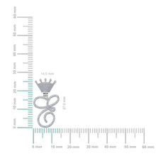 Load image into Gallery viewer, 10K White Gold Round Diamond E Letter Crown Initial Pendant 1/5 Cttw