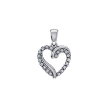 Load image into Gallery viewer, 10K White Gold Round Diamond Open Heart Pendant 1/10 Cttw