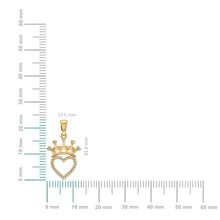 Load image into Gallery viewer, 10K Yellow Gold Round Diamond Heart Crown Pendant 1/10 Cttw
